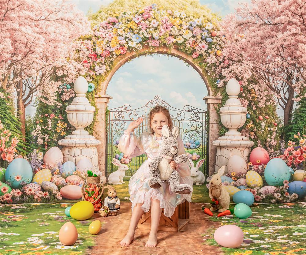 Kate Osterhase Bunte Blumen Bogen Hintergrund von Chain Photography - Kate Backdrop.de