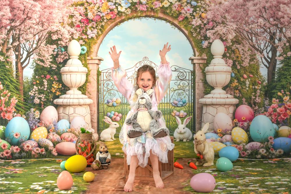 Kate Osterhase Bunte Blumen Bogen Hintergrund von Chain Photography - Kate Backdrop.de