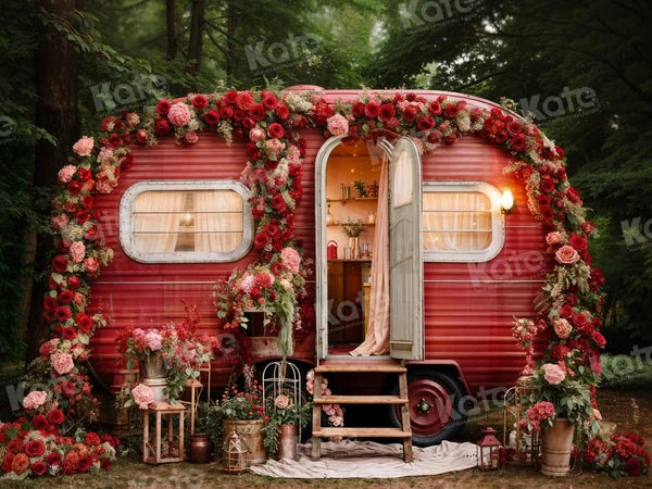 Kate Valentinstag Blumen Outdoor Haus Hintergrund von Emetselch - Kate Backdrop.de