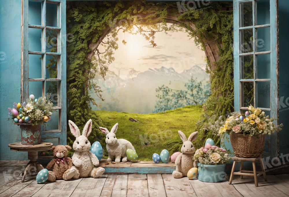 Kate Ostern Hase Fensterblick Fleece Hintergrund - Kate Backdrop.de