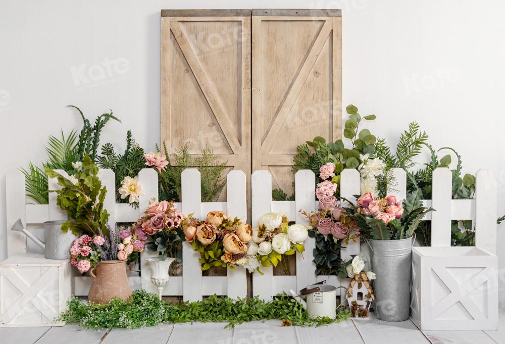 Kate Frühling Blume Zaun Holztür Hintergrund von Emetselch - Kate Backdrop.de