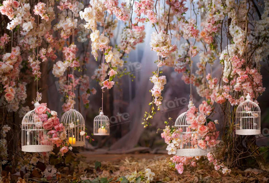 Kate Valentinstag Rosa Rose Birdcage Hintergrund von Emetselch - Kate Backdrop.de