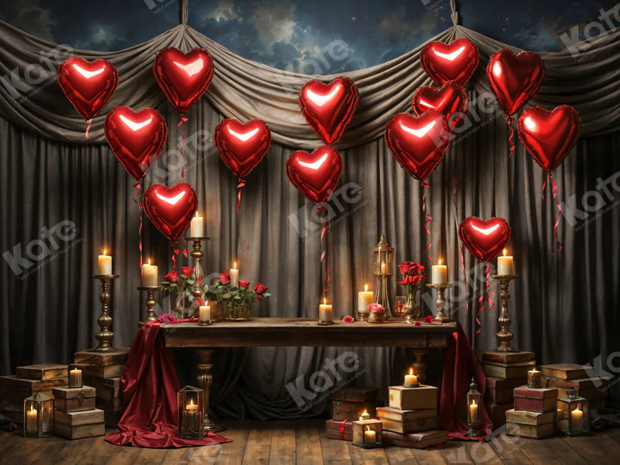 Kate Valentinstag Liebe Ballon Kerze Hintergrund von Chain Photography