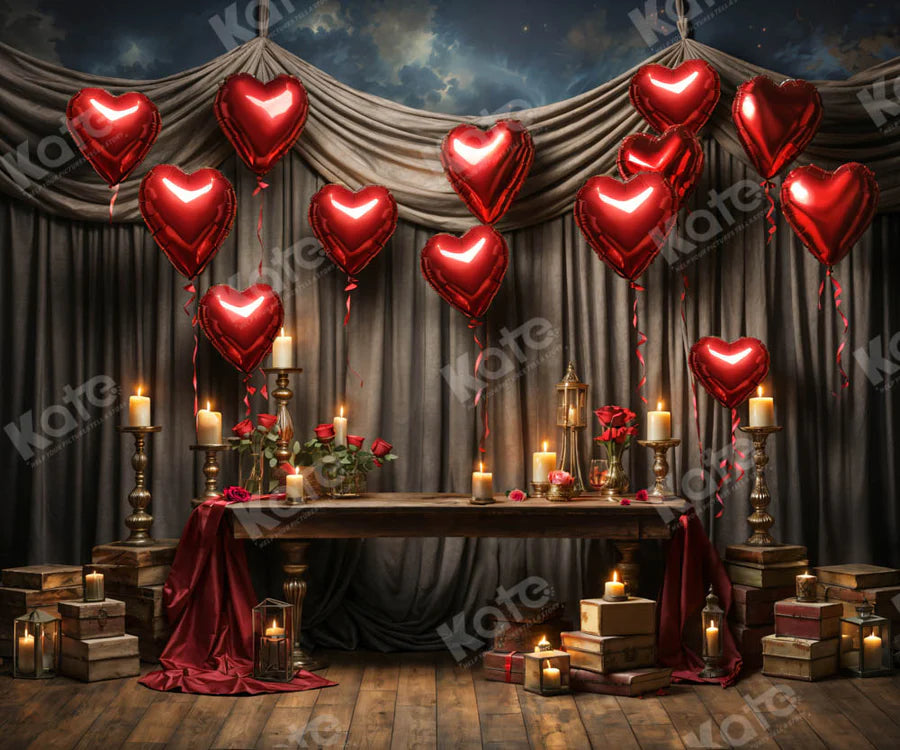 Kate Valentinstag Liebe Ballon Kerze Hintergrund von Chain Photography