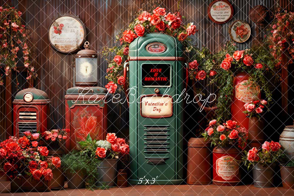 Kate Valentinstag Blumen Briefkasten Retroraum Hintergrund von Chain Photography