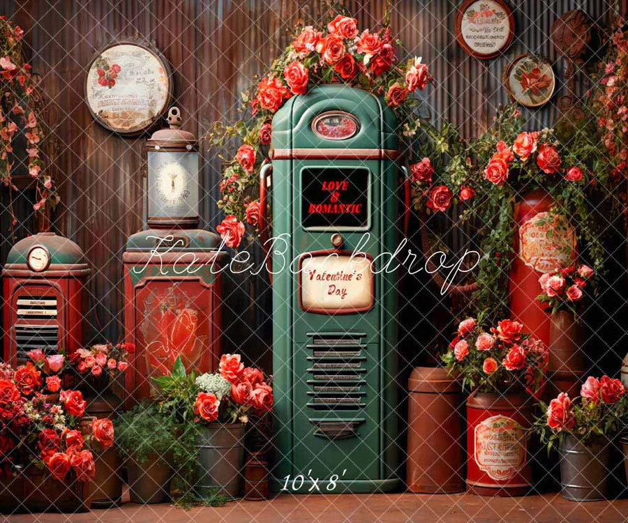 Kate Valentinstag Blumen Briefkasten Retroraum Hintergrund von Chain Photography - Kate Backdrop.de