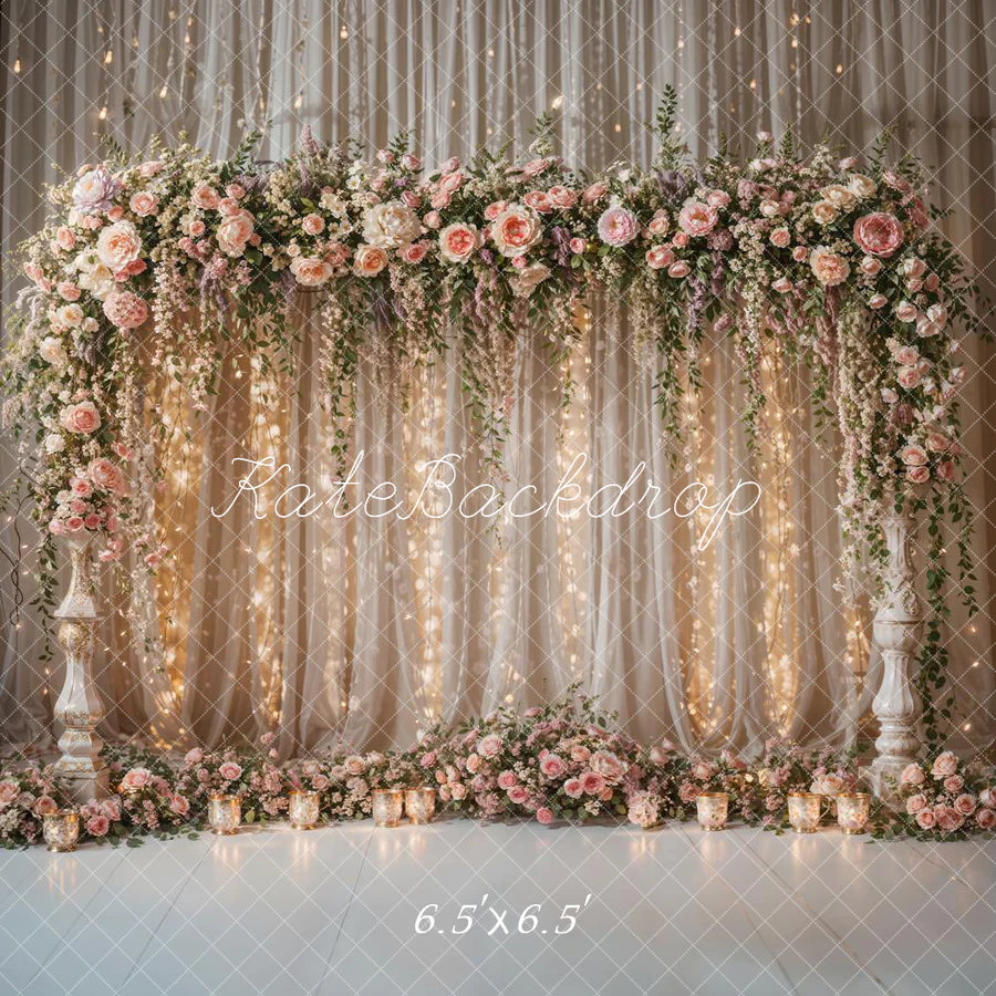 Kate Hochzeit Blume Licht String Vorhang Hintergrund von Chain Photography - Kate Backdrop.de