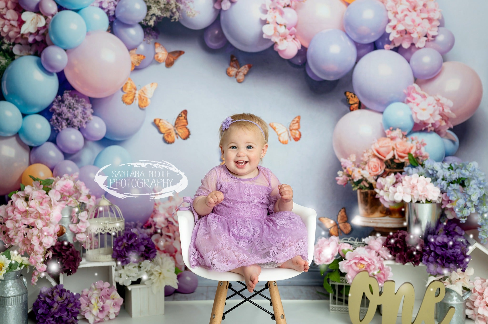 Kate Bunte Luftballon Schmetterling Wand Hintergrund von Chain Photography - Kate Backdrop.de