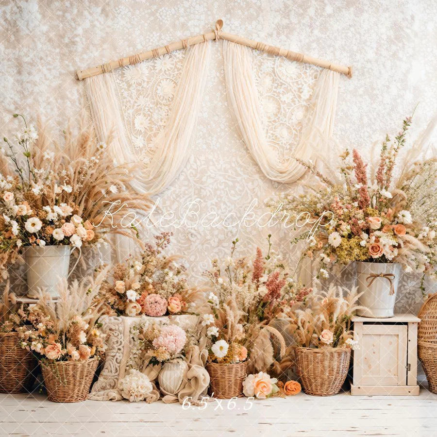 Kate Frühling Boho Floral Reed Vorhänge Hintergrund von Emetselch - Kate Backdrop.de