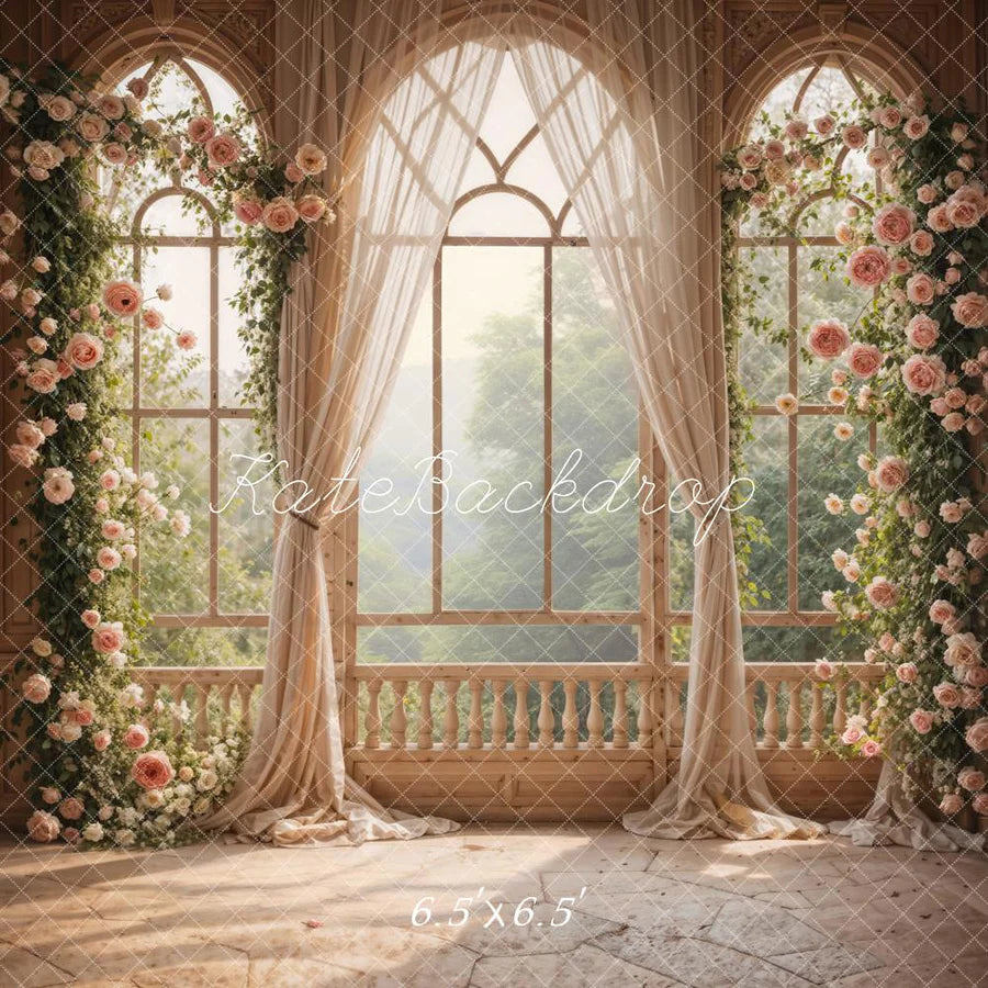 Kate Frühling Rosa Blumen Fenster Zimmer Hintergrund von Emetselch - Kate Backdrop.de