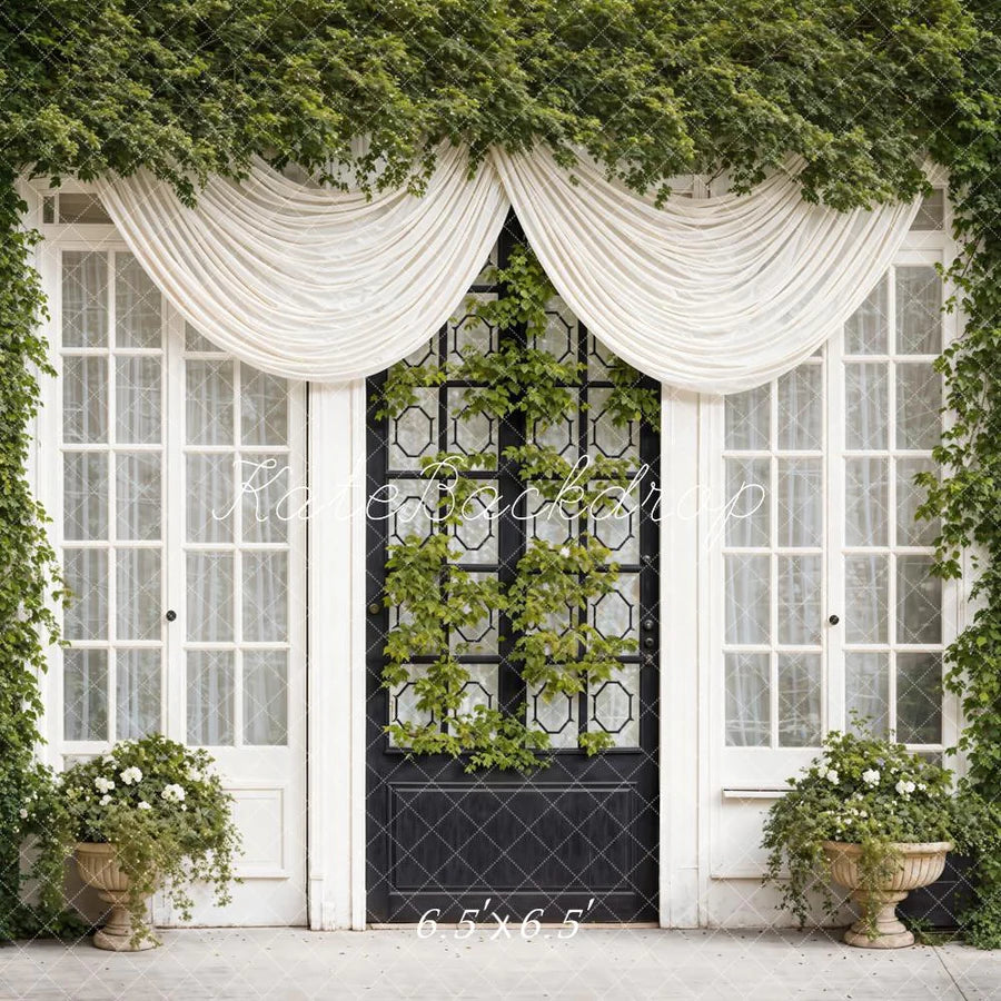 Kate Frühling Grüne Pflanzen Vorhänge Fenster Türen Hintergrund von Emetselch - Kate Backdrop.de