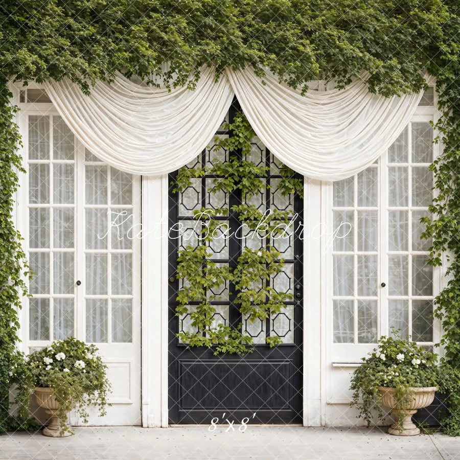 Kate Frühling Grüne Pflanzen Vorhänge Fenster Türen Hintergrund von Emetselch - Kate Backdrop.de