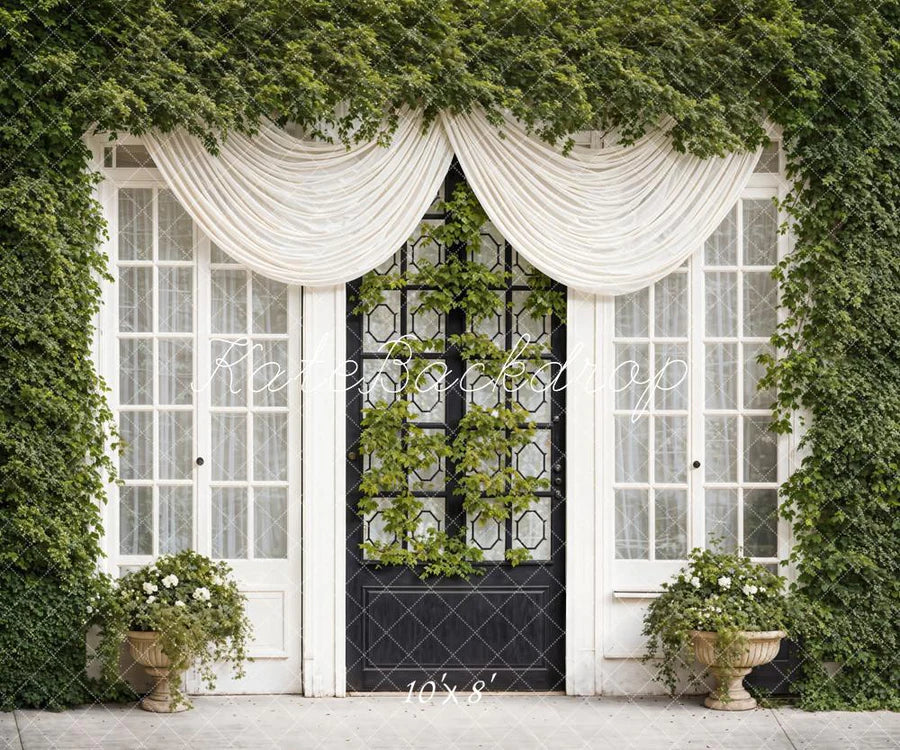Kate Frühling Grüne Pflanzen Vorhänge Fenster Türen Hintergrund von Emetselch - Kate Backdrop.de