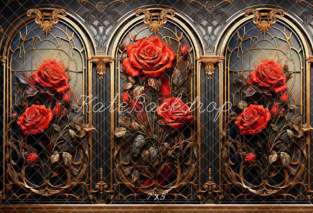 Kate Valentinstag Rose Metall Vintage Wand Hintergrund von Chain Photography
