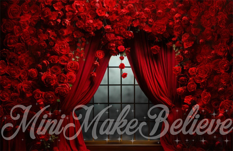 Kate Valentinstag Rosen Vorhänge Fleece Hintergrund Entworfen von Mini MakeBelieve - Kate Backdrop.de