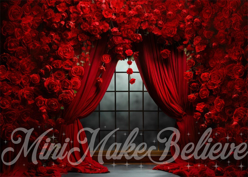 Kate Valentinstag Rosen Vorhänge Fleece Hintergrund Entworfen von Mini MakeBelieve - Kate Backdrop.de