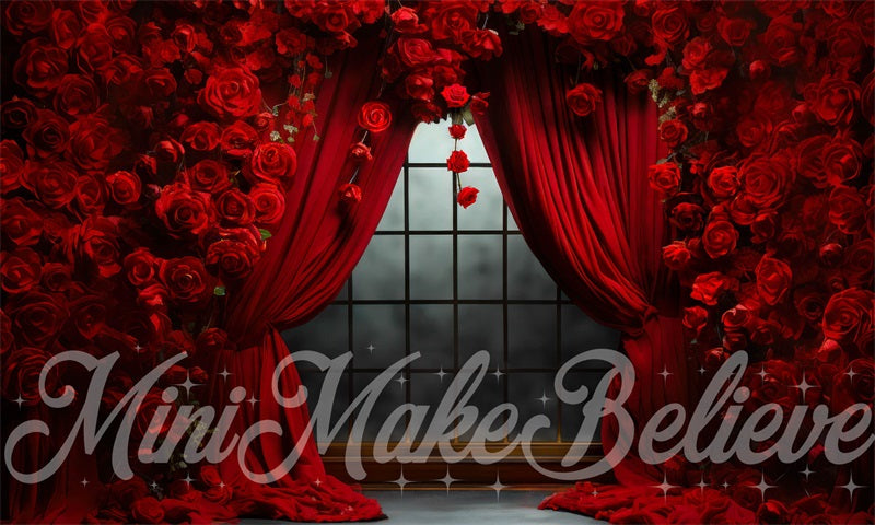 Kate Valentinstag Rosen Vorhänge Fleece Hintergrund Entworfen von Mini MakeBelieve - Kate Backdrop.de