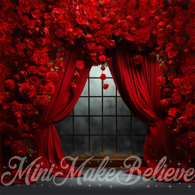 Kate Valentinstag Rosen Vorhänge Fleece Hintergrund Entworfen von Mini MakeBelieve - Kate Backdrop.de
