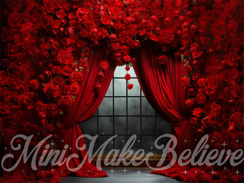 Kate Valentinstag Rosen Vorhänge Fleece Hintergrund Entworfen von Mini MakeBelieve - Kate Backdrop.de