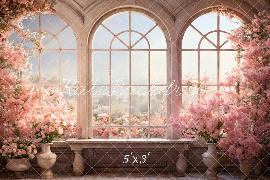 Kate Valentinstag Rosa Rose Bogen Fenster Zimmer Hintergrund von Chain Photography - Kate Backdrop.de
