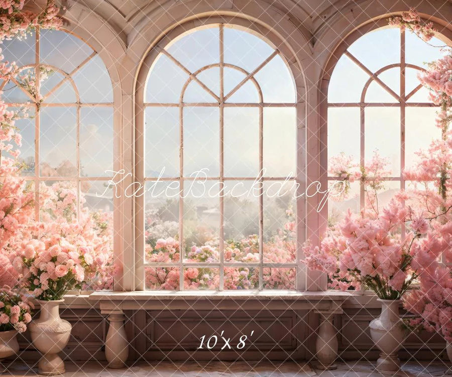 Kate Valentinstag Rosa Rose Bogen Fenster Zimmer Hintergrund von Chain Photography - Kate Backdrop.de