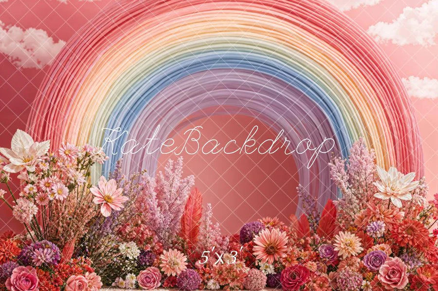 Kate Valentinstag Macarons Regenbogen Blumen Rosa Hintergrund von Chain Photography - Kate Backdrop.de