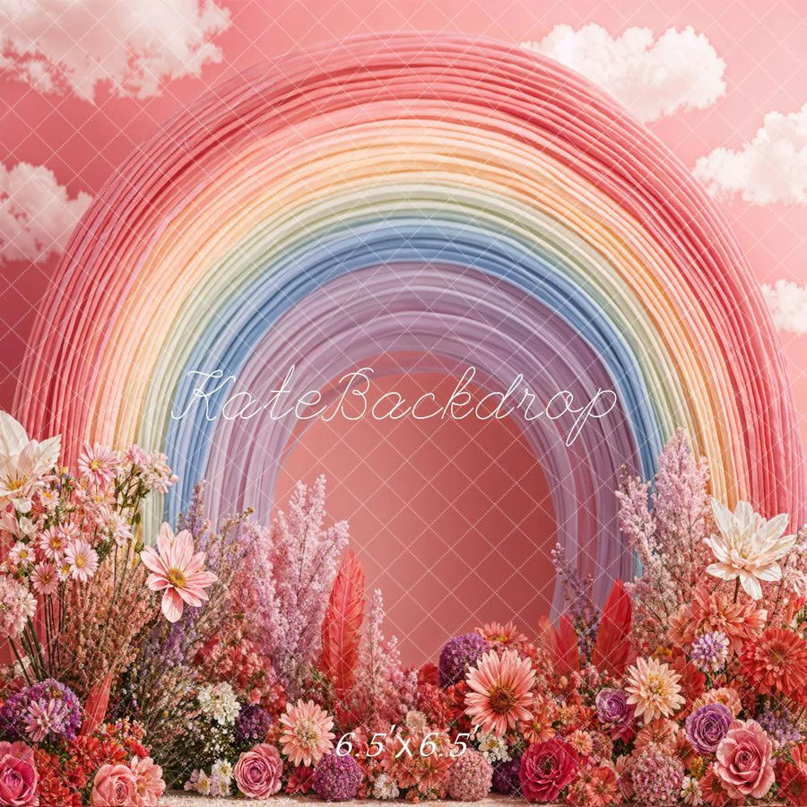 Kate Valentinstag Macarons Regenbogen Blumen Rosa Hintergrund von Chain Photography - Kate Backdrop.de