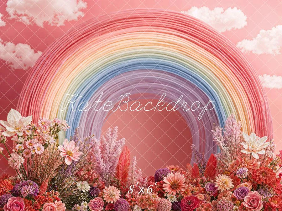 Kate Valentinstag Macarons Regenbogen Blumen Rosa Hintergrund von Chain Photography - Kate Backdrop.de