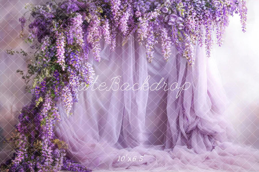 Kate Frühling Blume Frische Glyzinie Lila Vorhang Hintergrund von Emetselch - Kate Backdrop.de