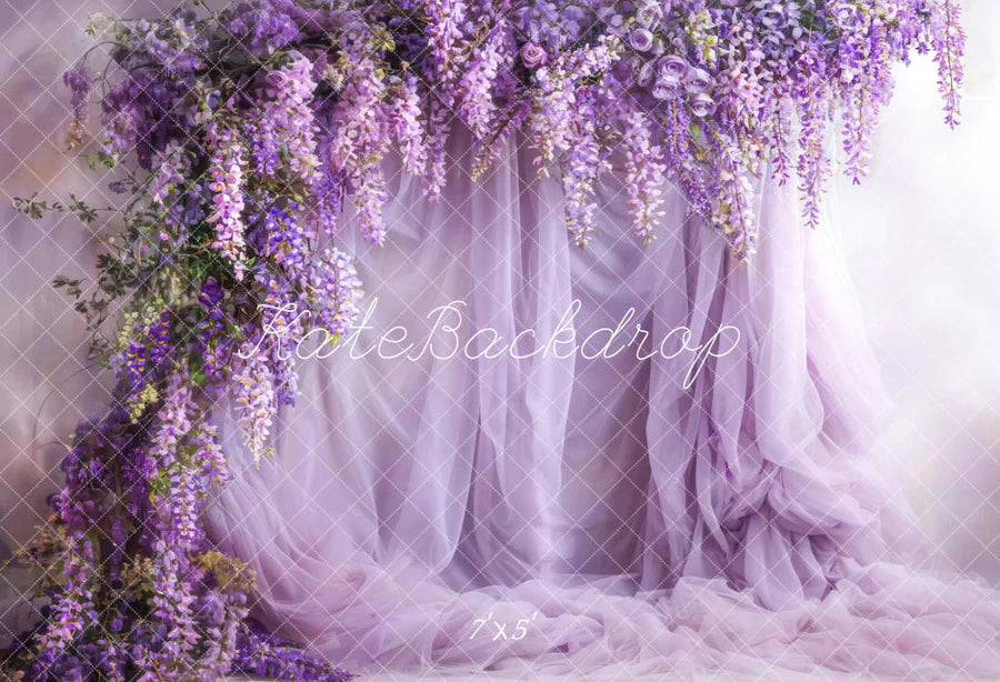Kate Frühling Blume Frische Glyzinie Lila Vorhang Hintergrund von Emetselch - Kate Backdrop.de