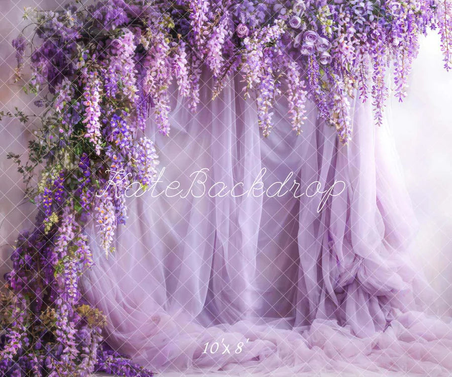 Kate Frühling Blume Frische Glyzinie Lila Vorhang Hintergrund von Emetselch - Kate Backdrop.de