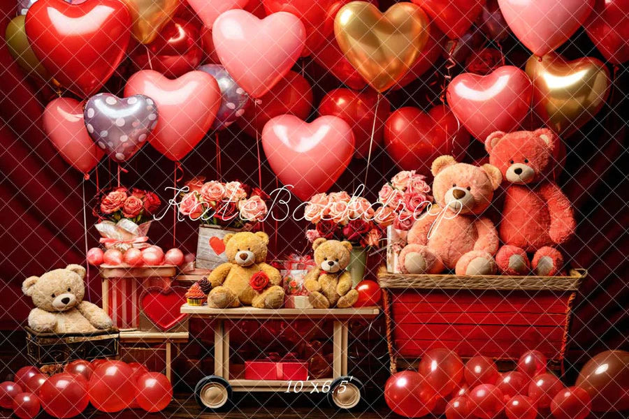 Kate Valentinstag Bär Ballon Blume Hintergrund von Emetselch - Kate Backdrop.de