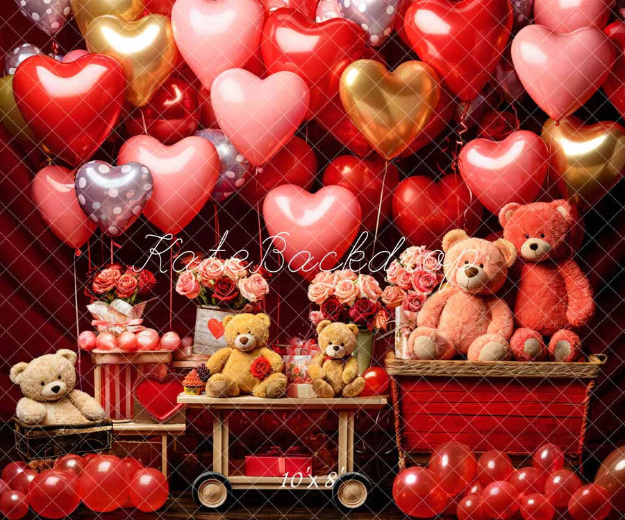 Kate Valentinstag Bär Ballon Blume Hintergrund von Emetselch - Kate Backdrop.de