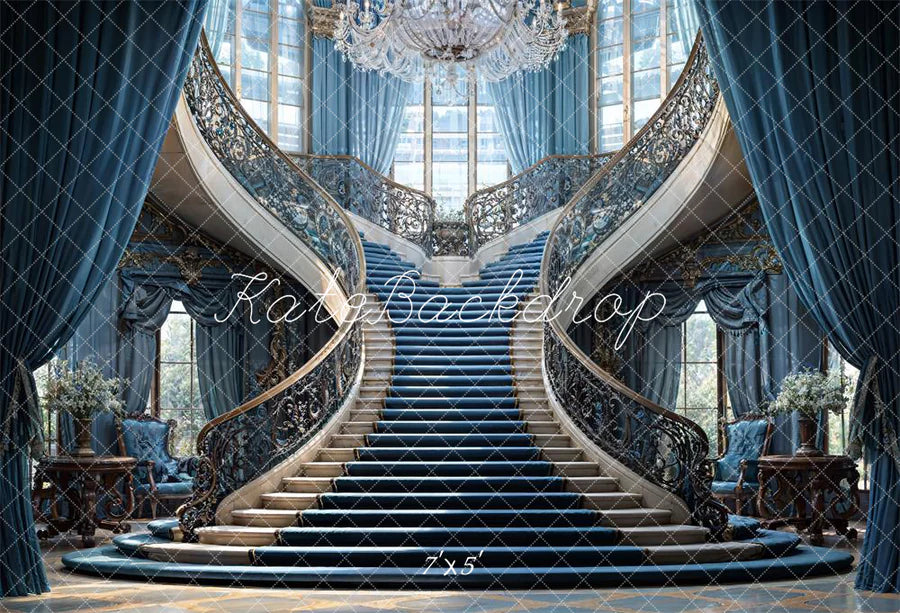Kate Europäischer blauer Luxus-Treppen-Hintergrund von Chain Photography - Kate Backdrop.de