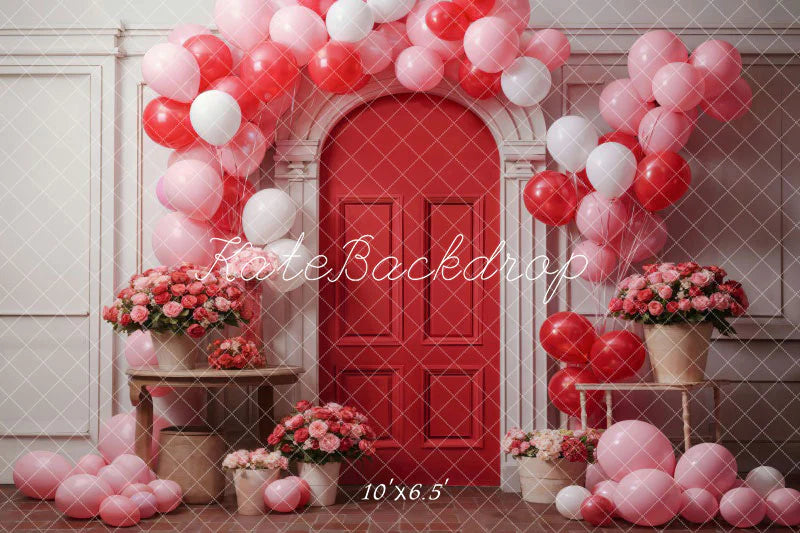 Kate Valentinstag Blumen Ballon Bogen Hintergrund von Emetselch - Kate Backdrop.de