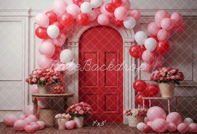 Kate Valentinstag Blumen Ballon Bogen Hintergrund von Emetselch - Kate Backdrop.de