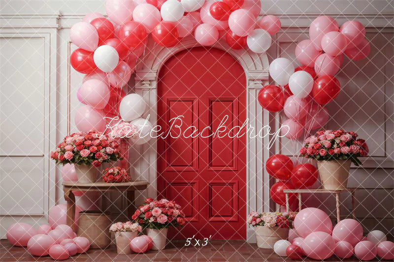 Kate Valentinstag Blumen Ballon Bogen Hintergrund von Emetselch - Kate Backdrop.de