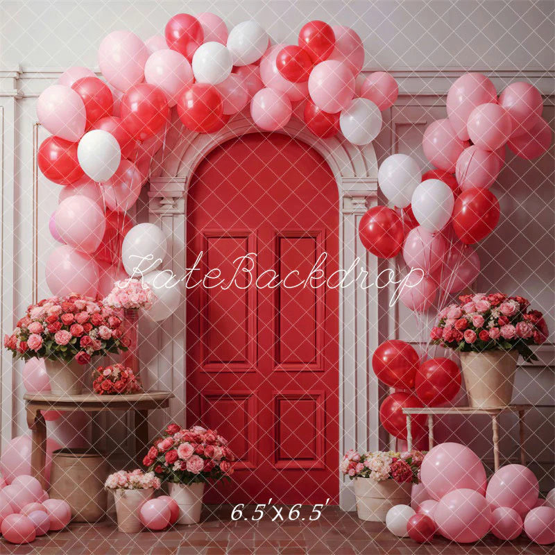 Kate Valentinstag Blumen Ballon Bogen Hintergrund von Emetselch - Kate Backdrop.de