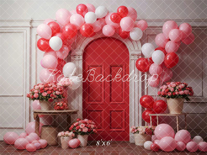 Kate Valentinstag Blumen Ballon Bogen Hintergrund von Emetselch - Kate Backdrop.de