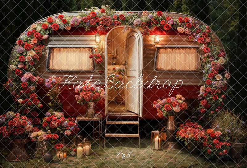 Kate Valentinstag Frühling Blumen Kerzen RV Hintergrund von Chain Photography - Kate Backdrop.de