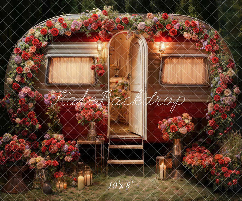 Kate Valentinstag Frühling Blumen Kerzen RV Hintergrund von Chain Photography - Kate Backdrop.de