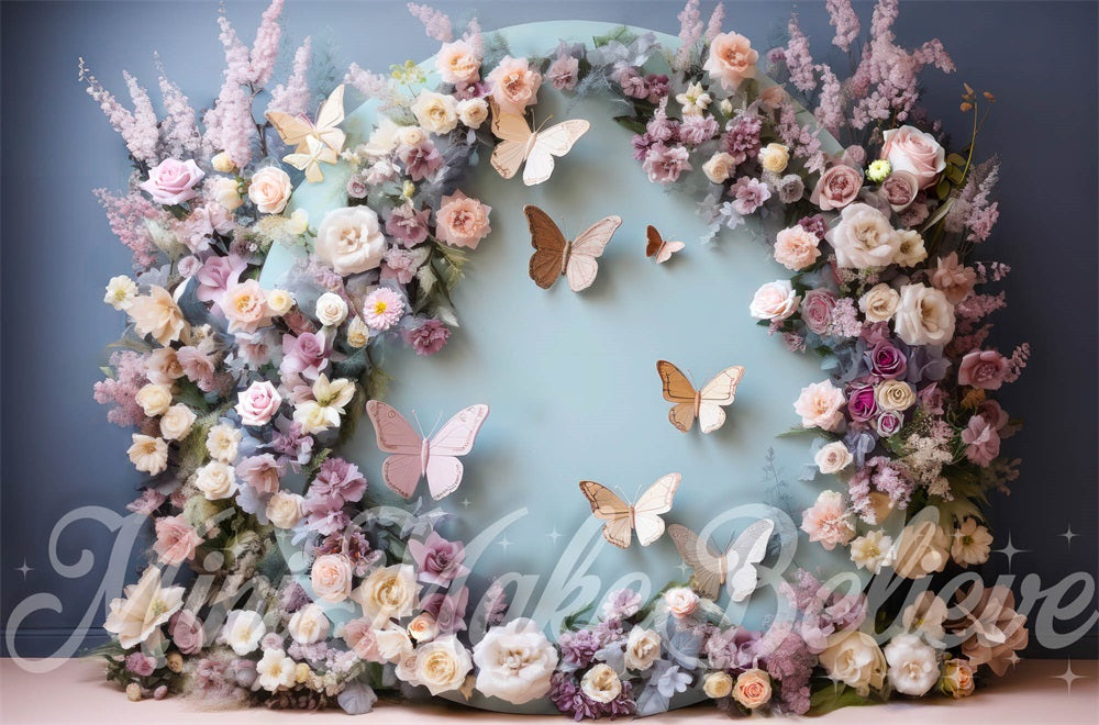 Kate Frühling Schmetterling Blumenbogen Hintergrund von Mini MakeBelieve - Kate Backdrop.de