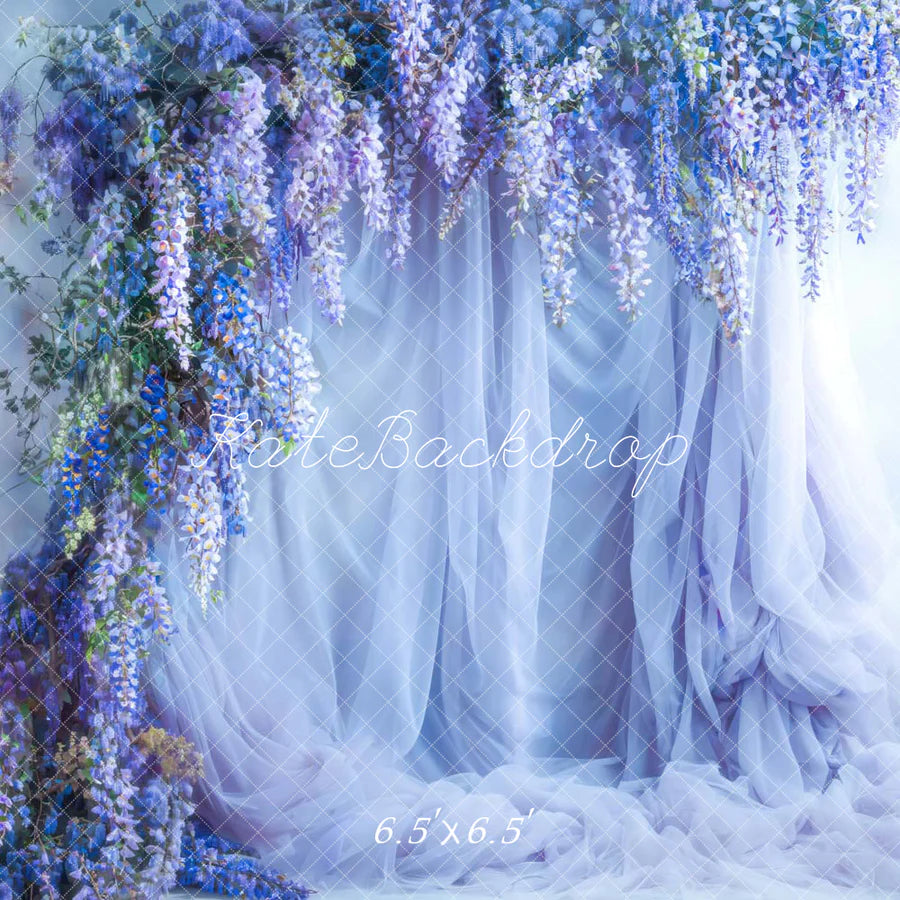 Kate Frühling Blaue Blumen Vorhang Hintergrund von Emetselch