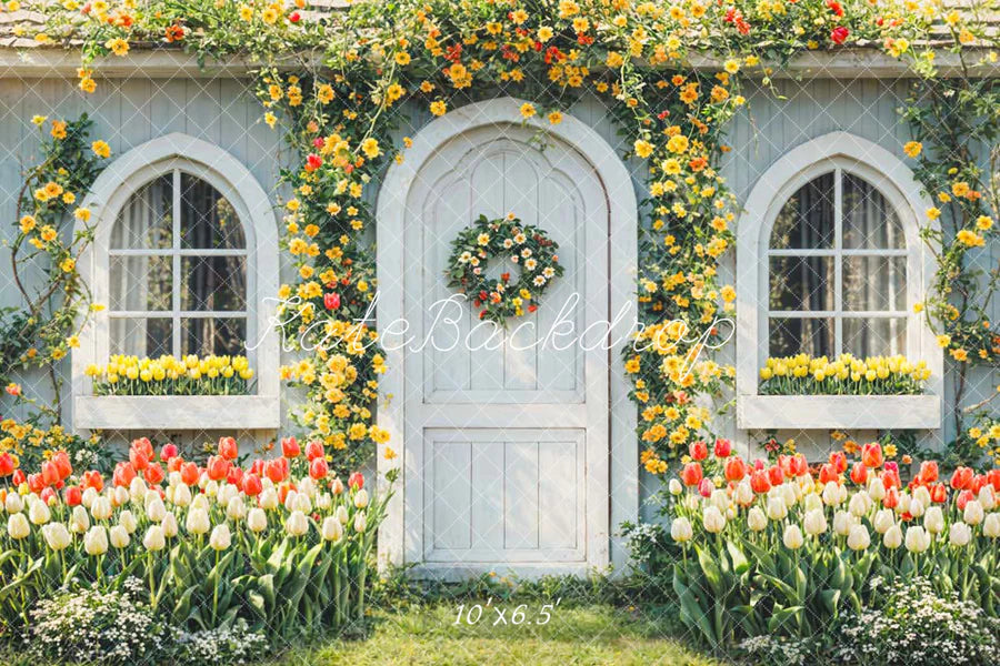 Kate Frühling Blumen Haus Hintergrund von Chain Photography - Kate Backdrop.de