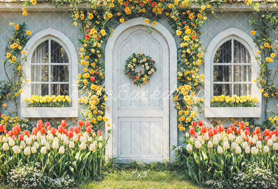Kate Frühling Blumen Haus Hintergrund von Chain Photography - Kate Backdrop.de