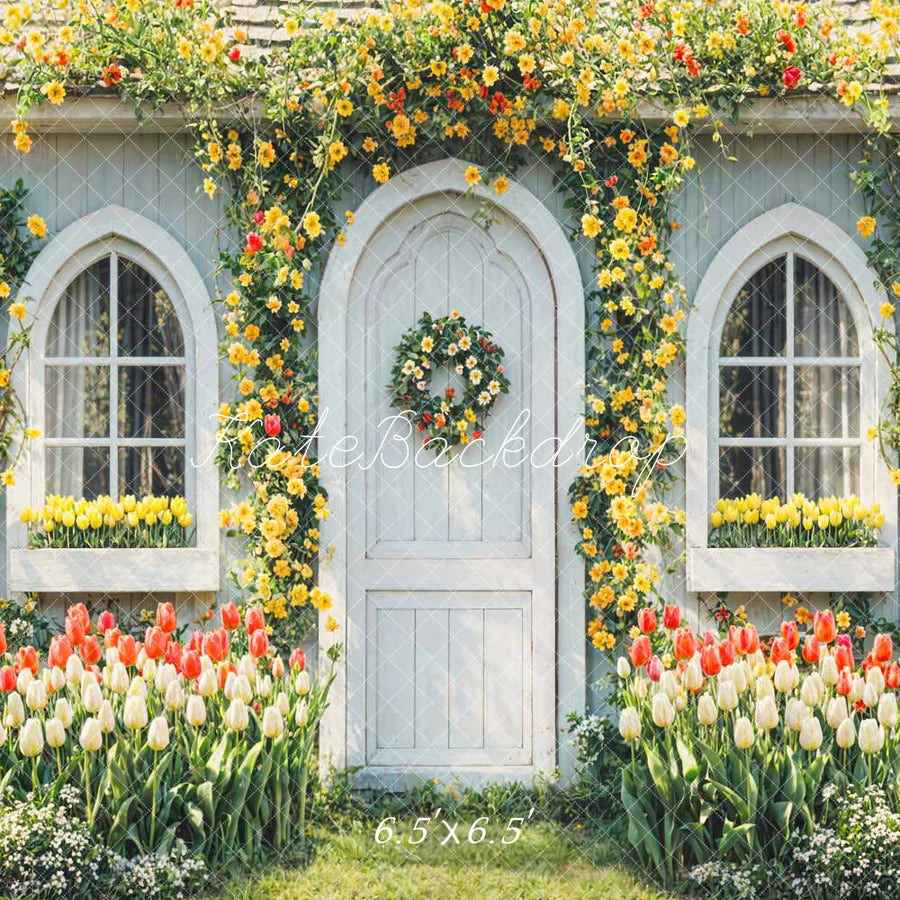 Kate Frühling Blumen Haus Hintergrund von Chain Photography - Kate Backdrop.de