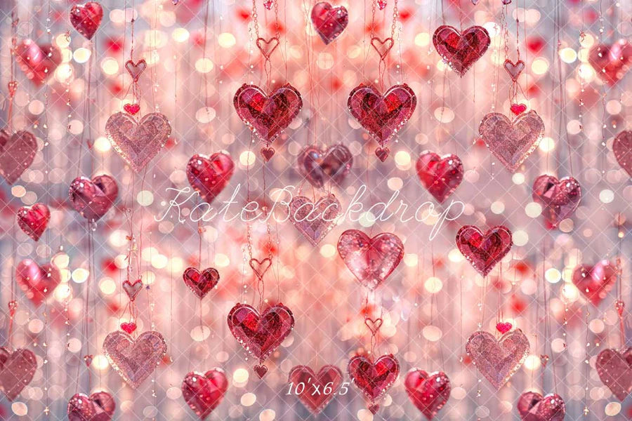 Kate Valentinstag Rosa Herz Kristall Hintergrund von Chain Photography - Kate Backdrop.de