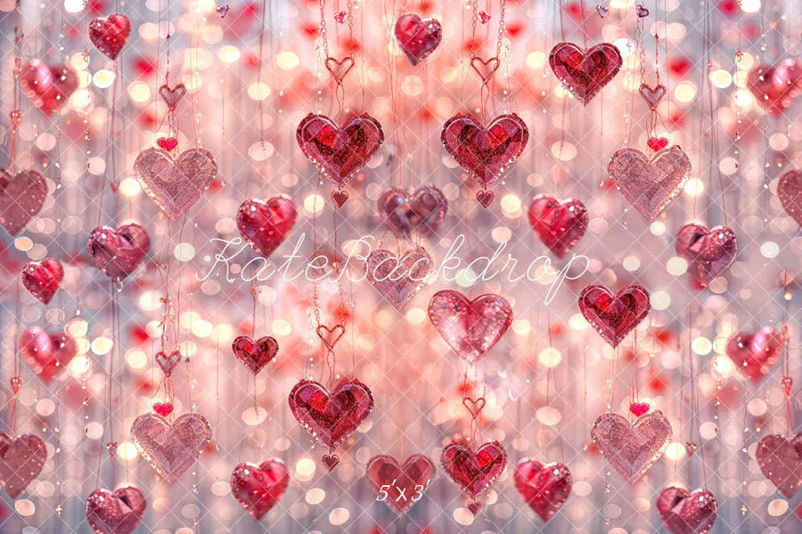 Kate Valentinstag Rosa Herz Kristall Hintergrund von Chain Photography - Kate Backdrop.de