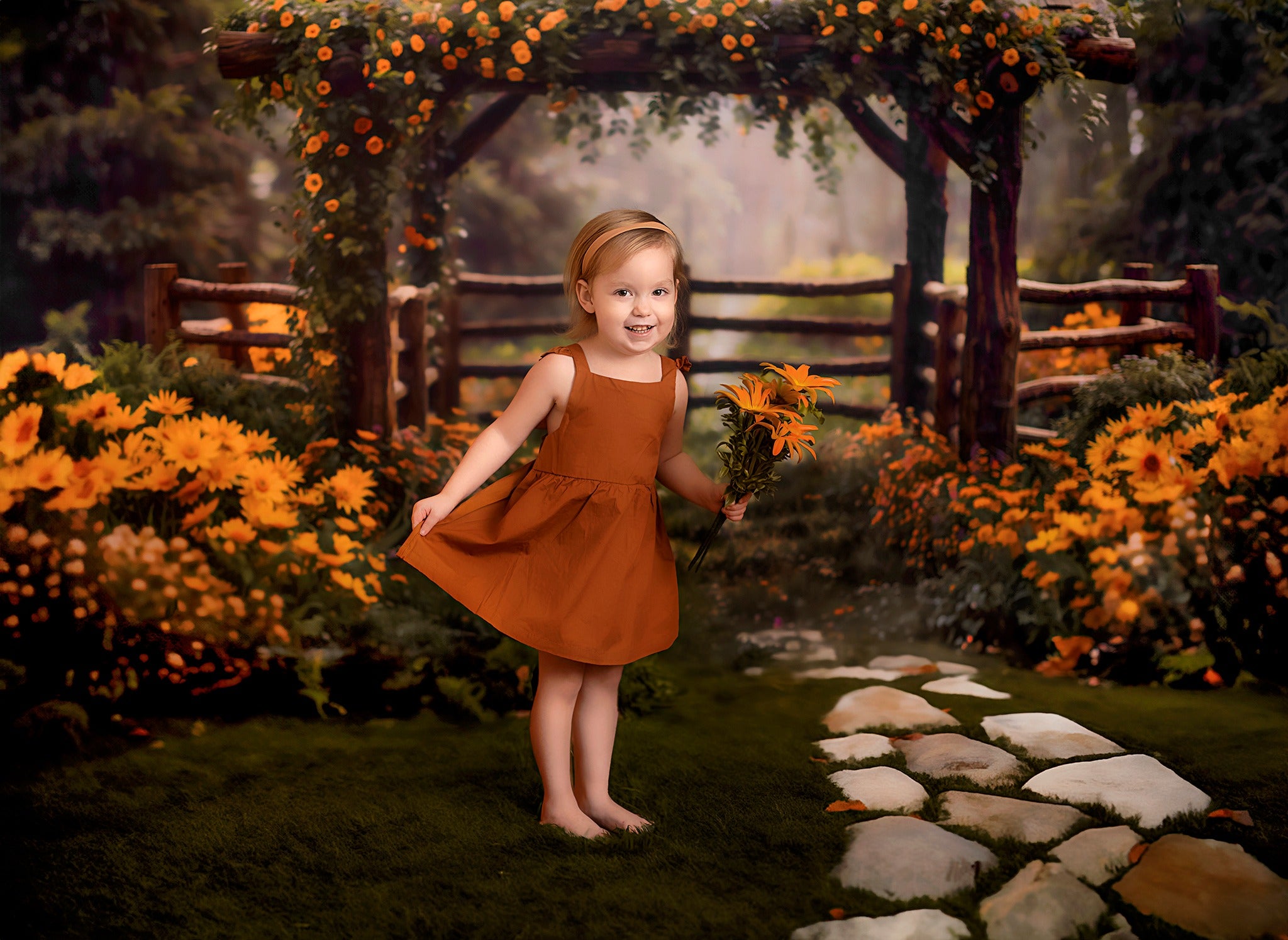 Kate Frühling Blumen Holzzaun Hintergrund von Chain Photography - Kate Backdrop.de
