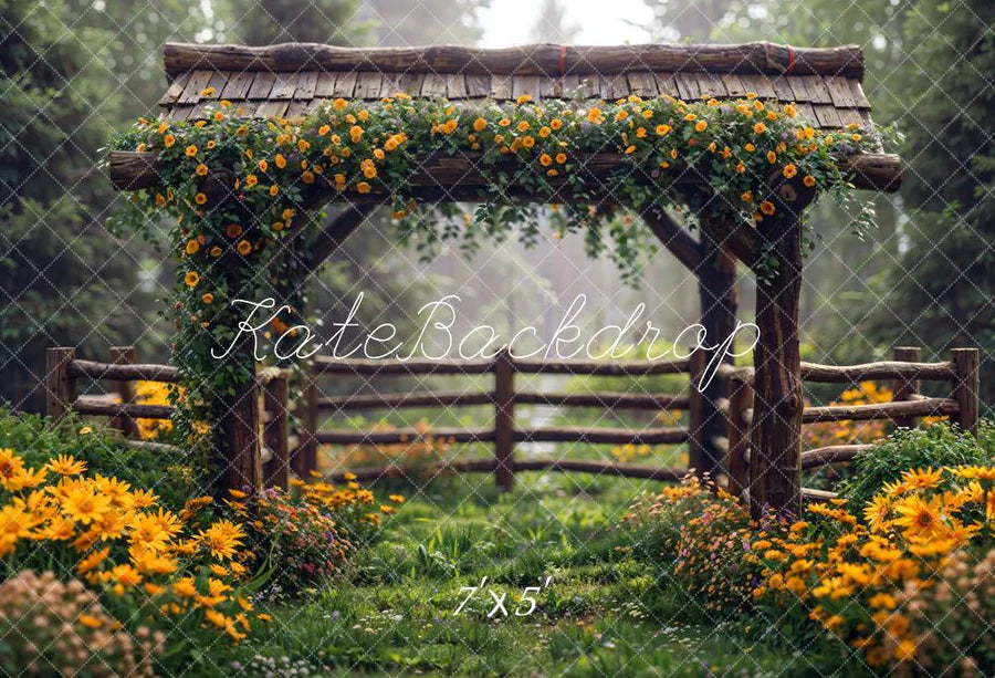 Kate Frühling Blumen Holzzaun Hintergrund von Chain Photography